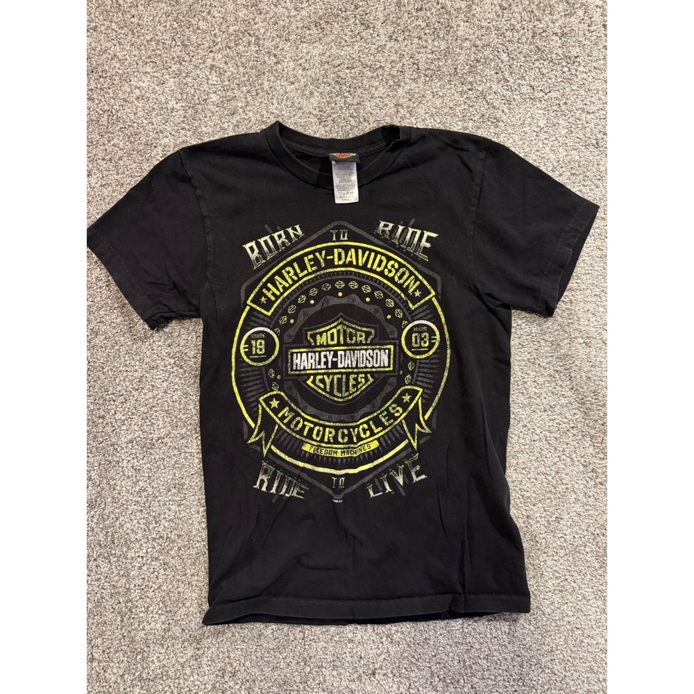 Harley-Davidson T-Shirt Mens Small Black Top Rocker Canoga Park Graphic Tee USA